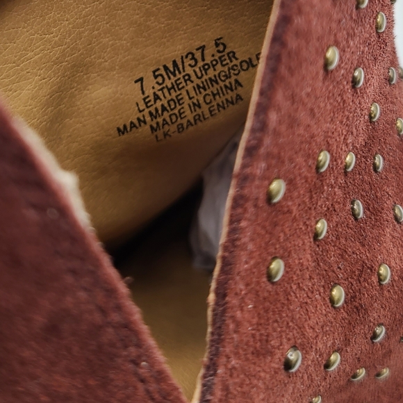 Lucky Brand Barlenna Suede Studded Peep Toe Ankle Bootie Boots - Picture 7 of 9